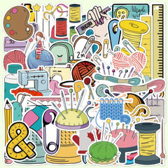 50pcs Sewing Tool Sticker DIY Decoration Waterproof Sticker