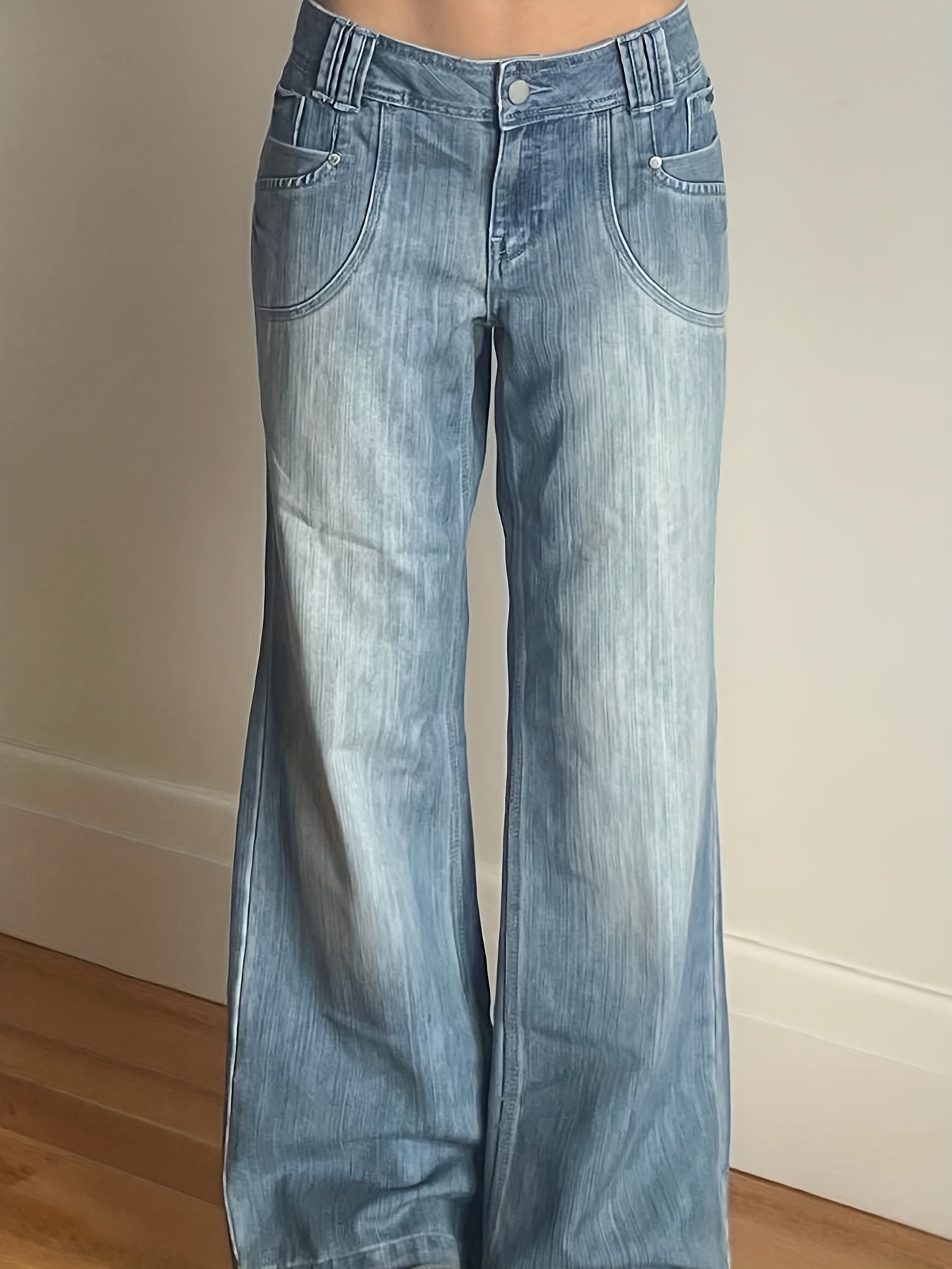 Retro Loose Casual Jeans Mid Waist Y2K Streetwear Baggy Straight Trousers