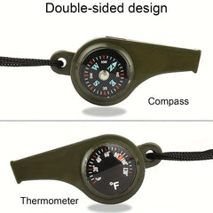 2pcs 4pcs 3 in 1 Emergency Survival Whistle Compass Thermometer