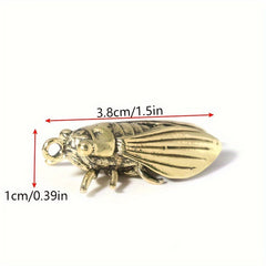 Brass Cicada Casting Statue Mini Animal Metal Figurine Keychain Ornament