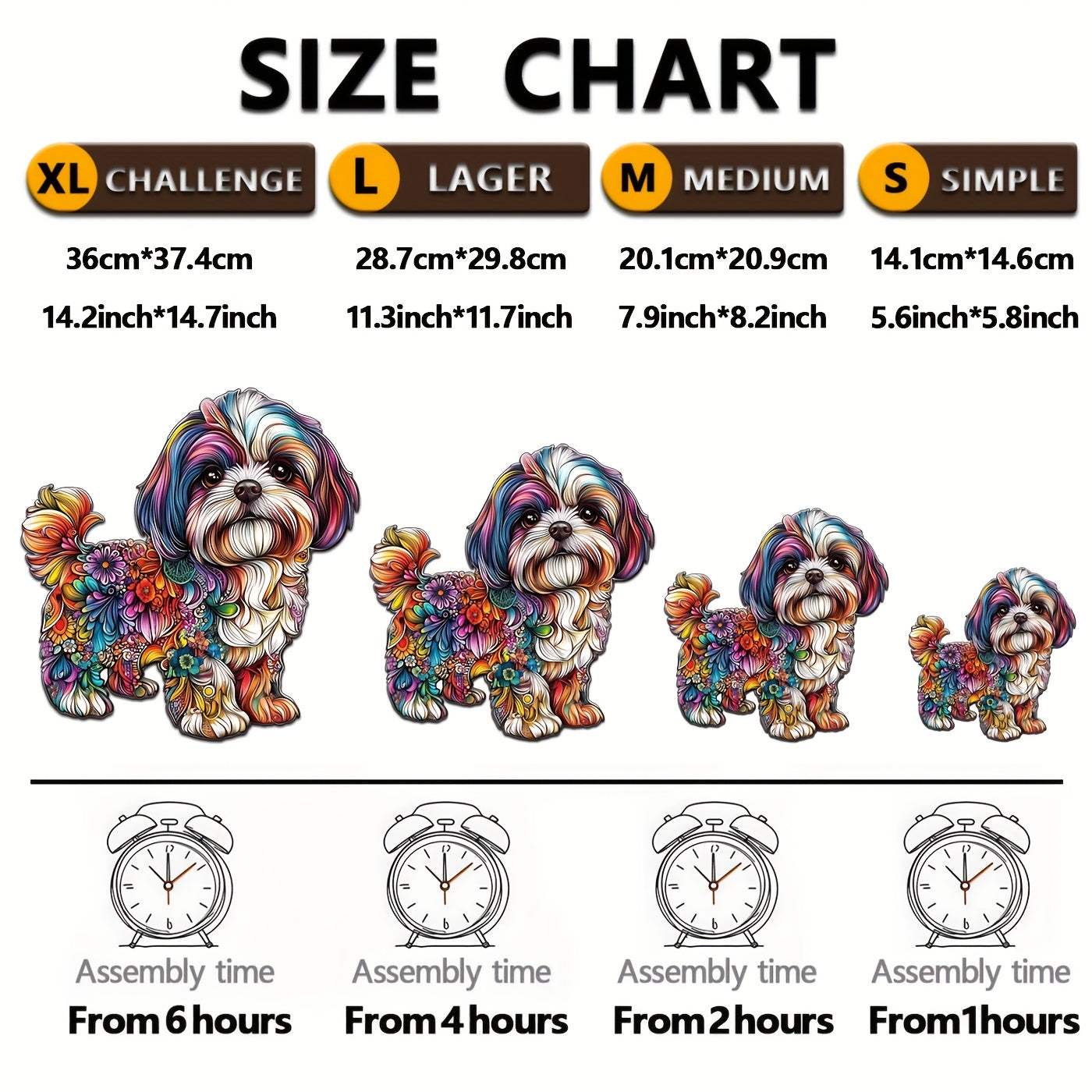 Colorful Shih Tzu Wooden Jigsaw Puzzle Floral Patterns