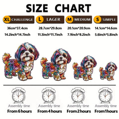 Colorful Shih Tzu Wooden Jigsaw Puzzle Floral Patterns
