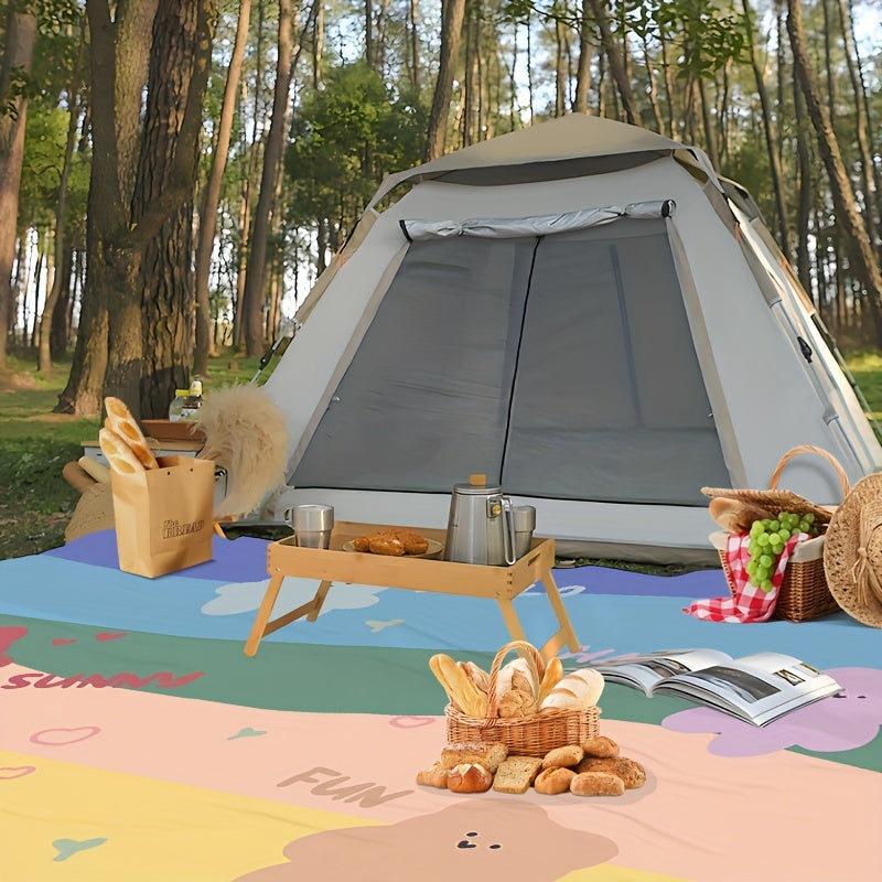 Colorful Bear Printed Picnic Blanket Waterproof Lightweight Mat