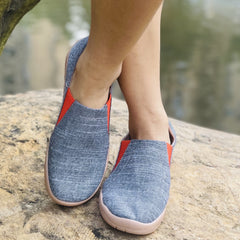Women's Colorblock Flat Canvas Shoes Slip On Rubber Sole Comfy Travel Shoes