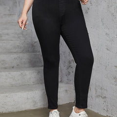 Casual Jeans Women's Plus Solid Elastic Skinny Jeans