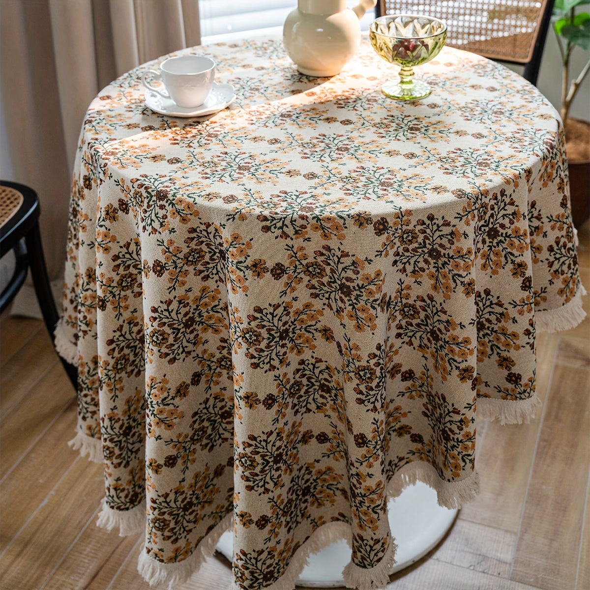 Polyester Round Table Cloth Jacquard Geometric Table Cover
