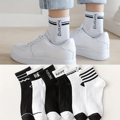 Men's Thin Cotton Sweat Absorbent Short Socks (5 Pairs)