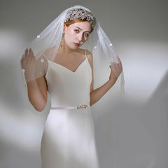 Rhinestone & Faux Pearl Waist Belt For Dresses Weddings Parties