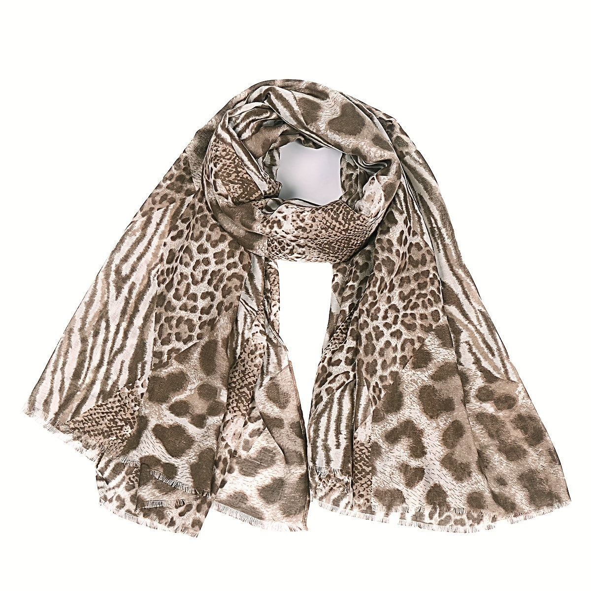 Leopard Print Voile Scarf Classic Shawl Casual Windproof Head Wrap Outdoor