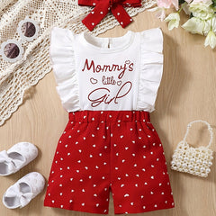 Girl's Romper Mommy's Little Girl Ruffle Sleeveless Jumpsuit