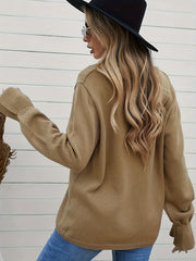 V Neck Lace Flounce Sleeve Sweater