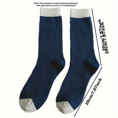 Men's Block Crew Socks Breathable Cotton Blend Casual Comfy Outdoor Wear