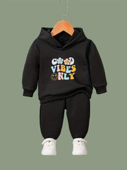 Letter & Flower Print Girls Outfits for Sports Spring Fall
