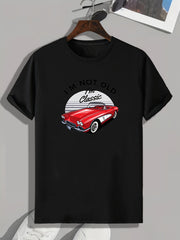 Classic Car Print Men's Graphic T-shirt for Summer