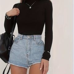 Ribbed Long Sleeve Turtle Neck Sweater