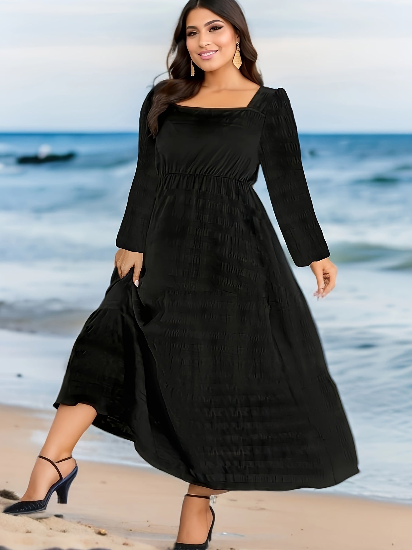 Lantern Sleeve Maxi Dress