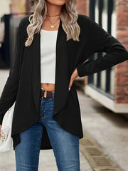 Cardigan Women's Plus Solid Long Sleeve Shawl Collar Open Front Coat