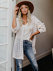 Women's Plus Size Casual Hollow Out Open Front Cardigan
