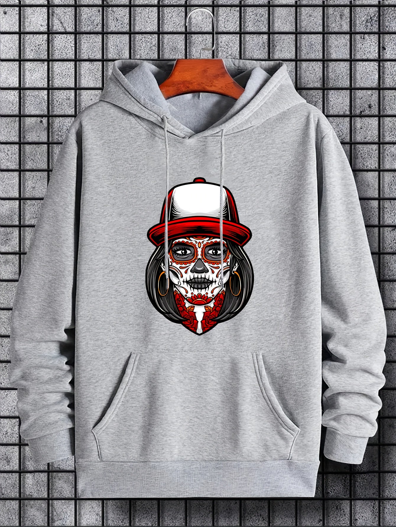 Men's Cartoon Floral Beauty Graphic Hoodie Casual Hooded Shirt