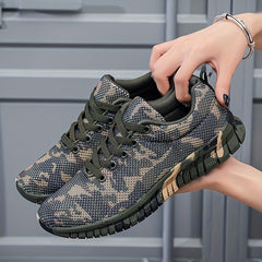 Camouflage Pattern Mesh Running Shoes Lace Up Anti slip Outdoor Sports