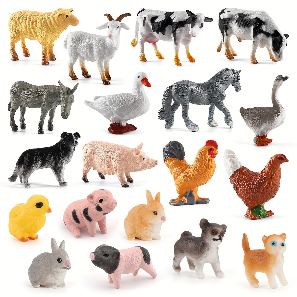 Mini Farm Animal Scene Toy Set for Tabletop Decoration