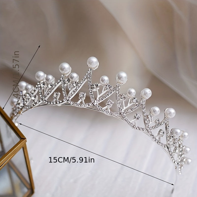 Bridal Rhinestone Faux Pearl Headband Tiara Wedding Hair Accessories
