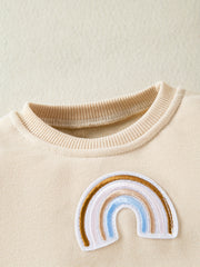 Newborn Infant Long Sleeves Rainbow Sweatshirt Romper