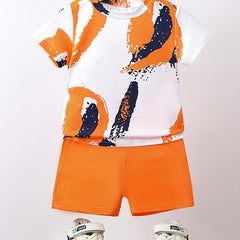 2pcs Baby Boys Graffiti T-shirt & Shorts Set for Summer