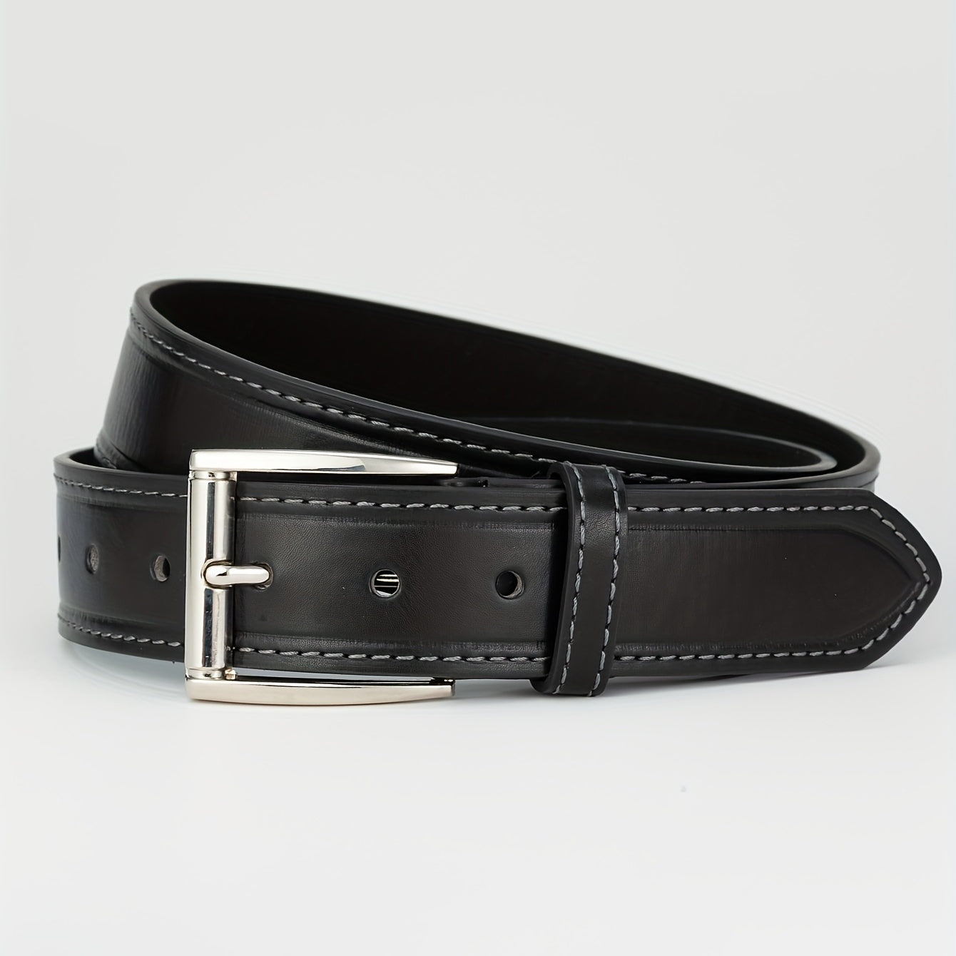 Men's Single Jacket Dress Belt Casual Alloy Pin Buckle PU Leather Belt