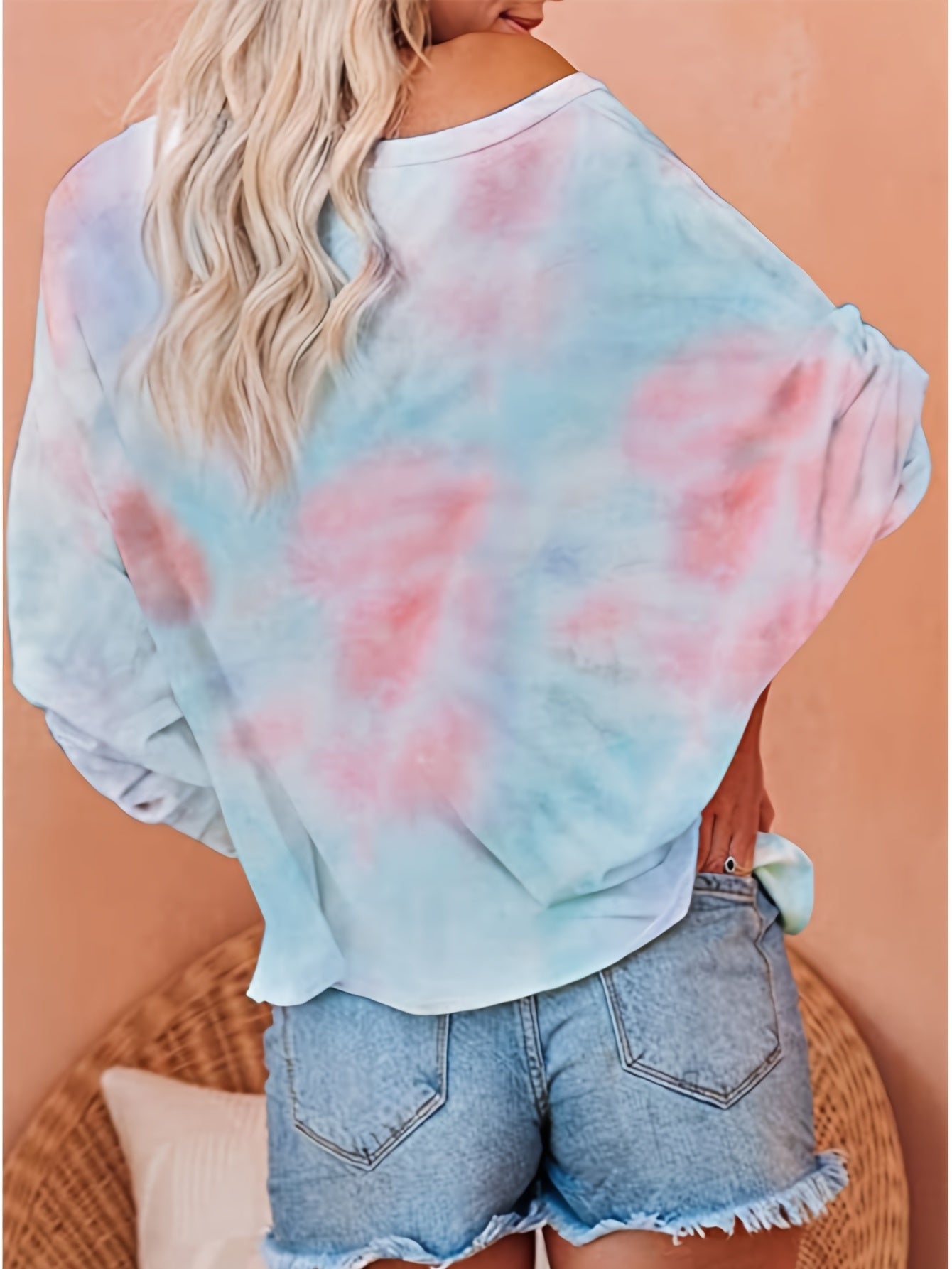 Tie Dye Long Sleeve T-Shirt Crew Neck Sweatshirt Women's Clothing