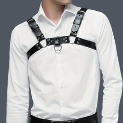 Men's Gothic Leather Suspenders for Stage Performance