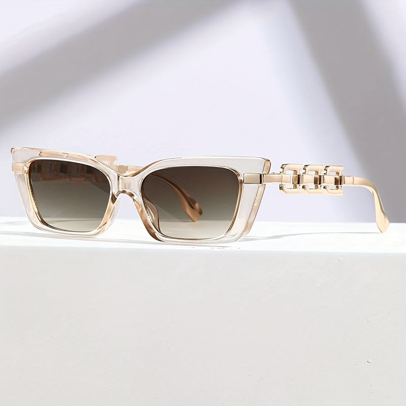 Y2K Cat Eye Sunglasses Gradient Lens Chain Temple Glasses UV400
