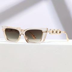 Y2K Cat Eye Sunglasses Gradient Lens Chain Temple Glasses UV400