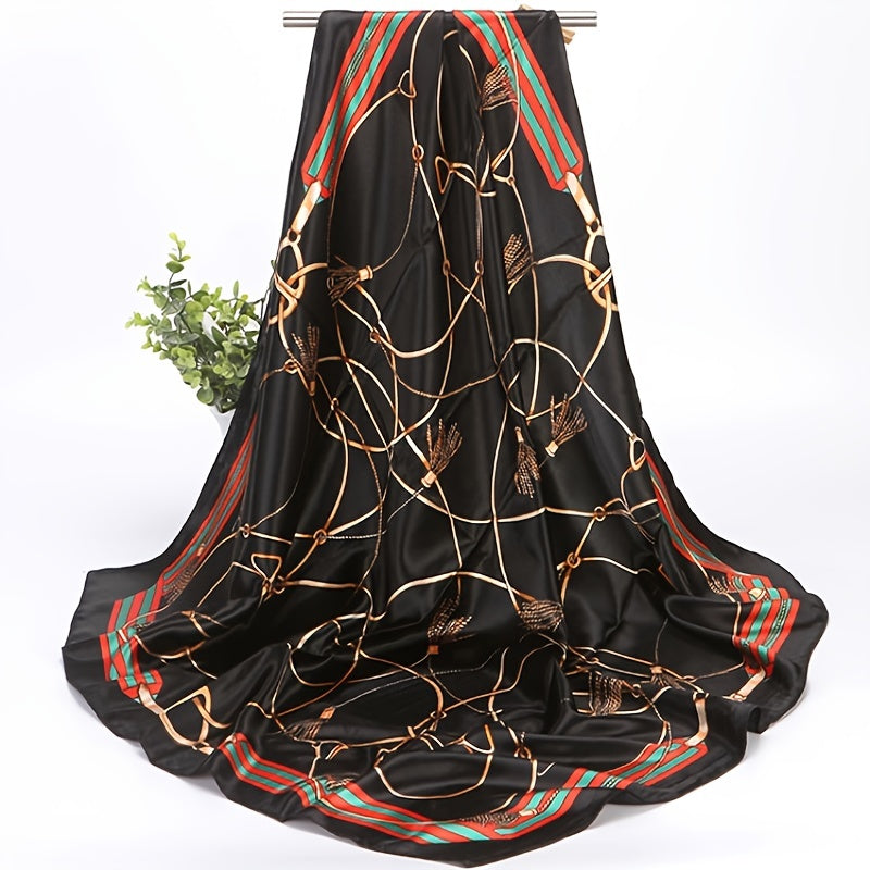 Large Square Satin Neck Scarf Lightweight Silk Scarf