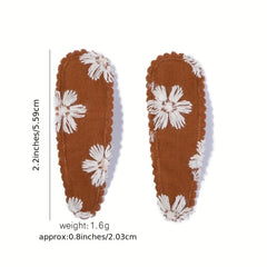 10pcs Baby Girls Embroidered Striped Plaid Floral Hair Clip Headwear