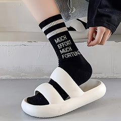 5 Pairs Letter Print Socks Comfy & Breathable Mid Tube Women's Stockings