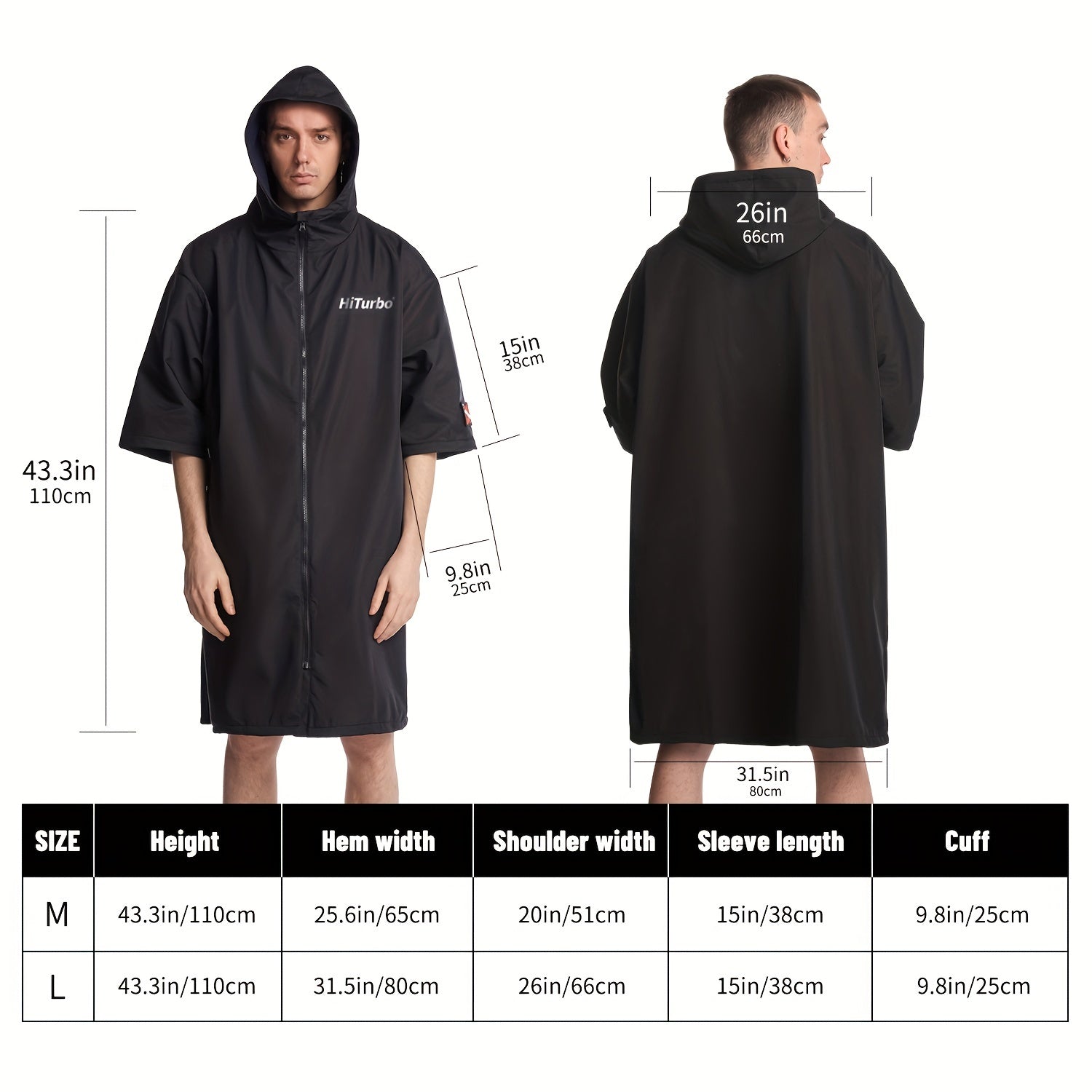 Turbo Waterproof Surf Poncho Changing Towel Robe - Short Sleeve Bathrobe