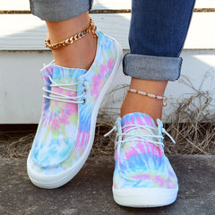 Women's Tie Dye Lace Up Canvas Shoes