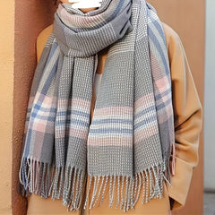 Cashmere Warm Scarf Plaid Print Tassel Shawl Windproof Head Wrap Scarves