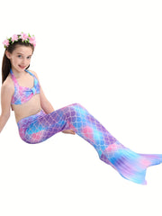 Girl's Mermaid Swimsuit 3pcs Halter Bikini & Mermaid Tail