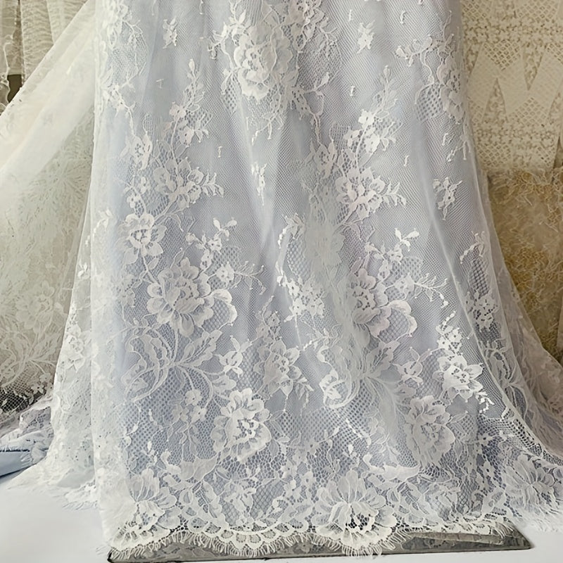 3m Long 1.5m Wide Eyelash Lace Mesh Fabric DIY Tablecloth Curtain Dress