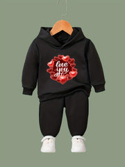 OERYUI LOVE YOU Print Hoodies Pants Set Kids Spring Fall Sports Christmas Gift