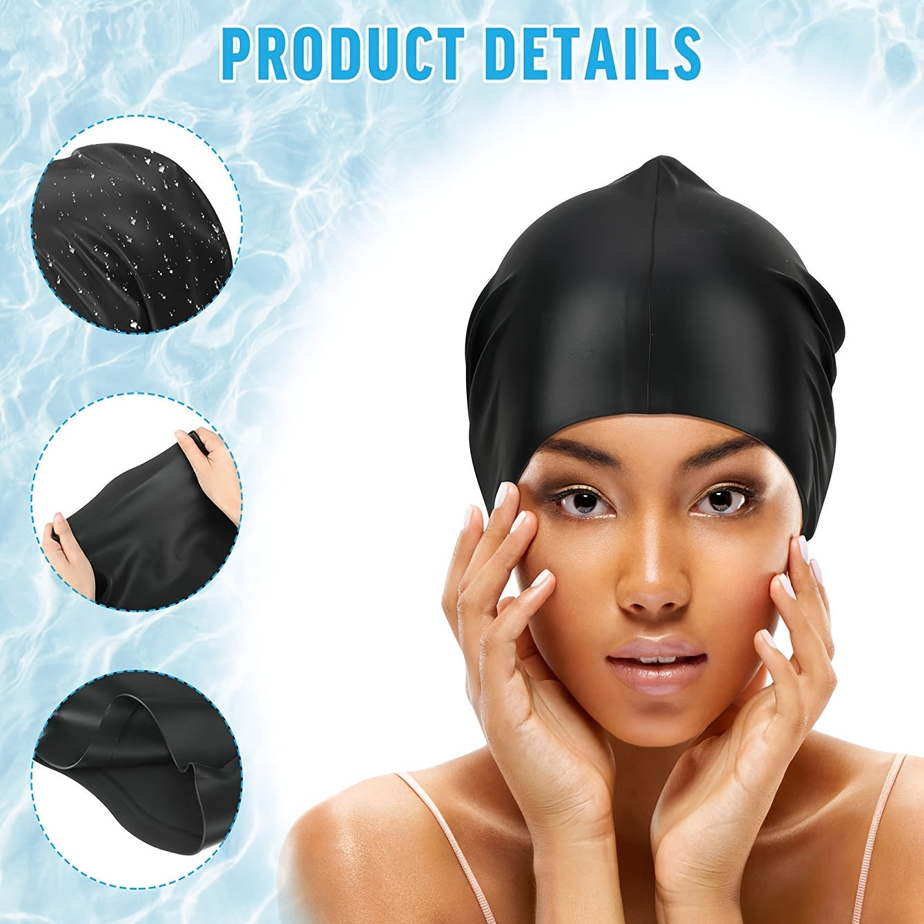 Silicone Swimming Cap For Long Hair Extra Large Waterproof