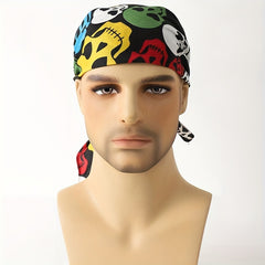 Colorful Skull Print Men's Square Scarf