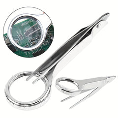 10X Handheld Magnifying Glass with Tweezers for Inspection Coins Stamps Jewelry