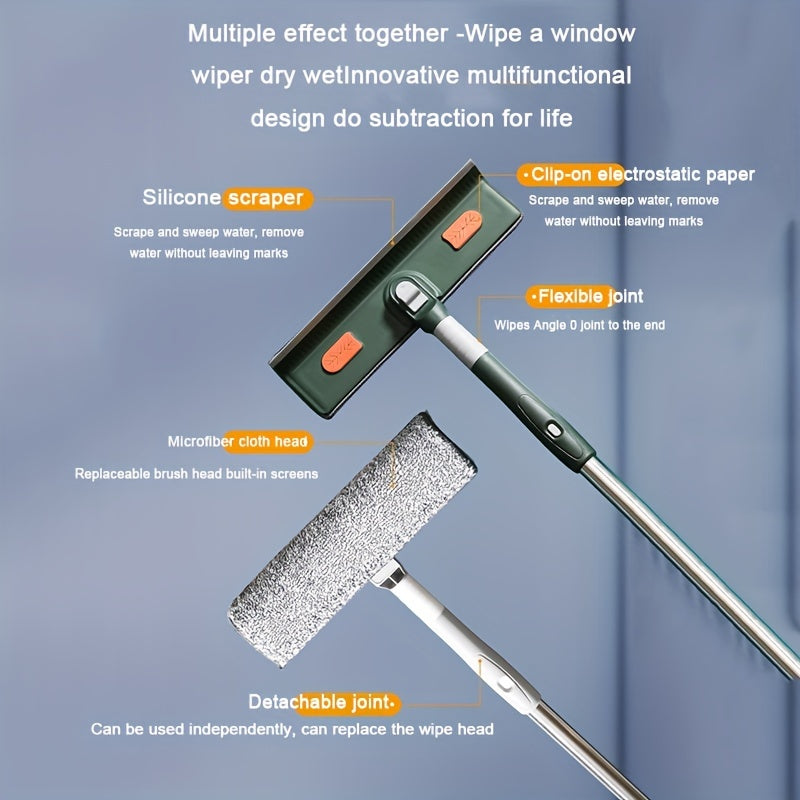 4 in 1 Glass Cleaning Brush Set Telescopic Pole - Perfect for Windows