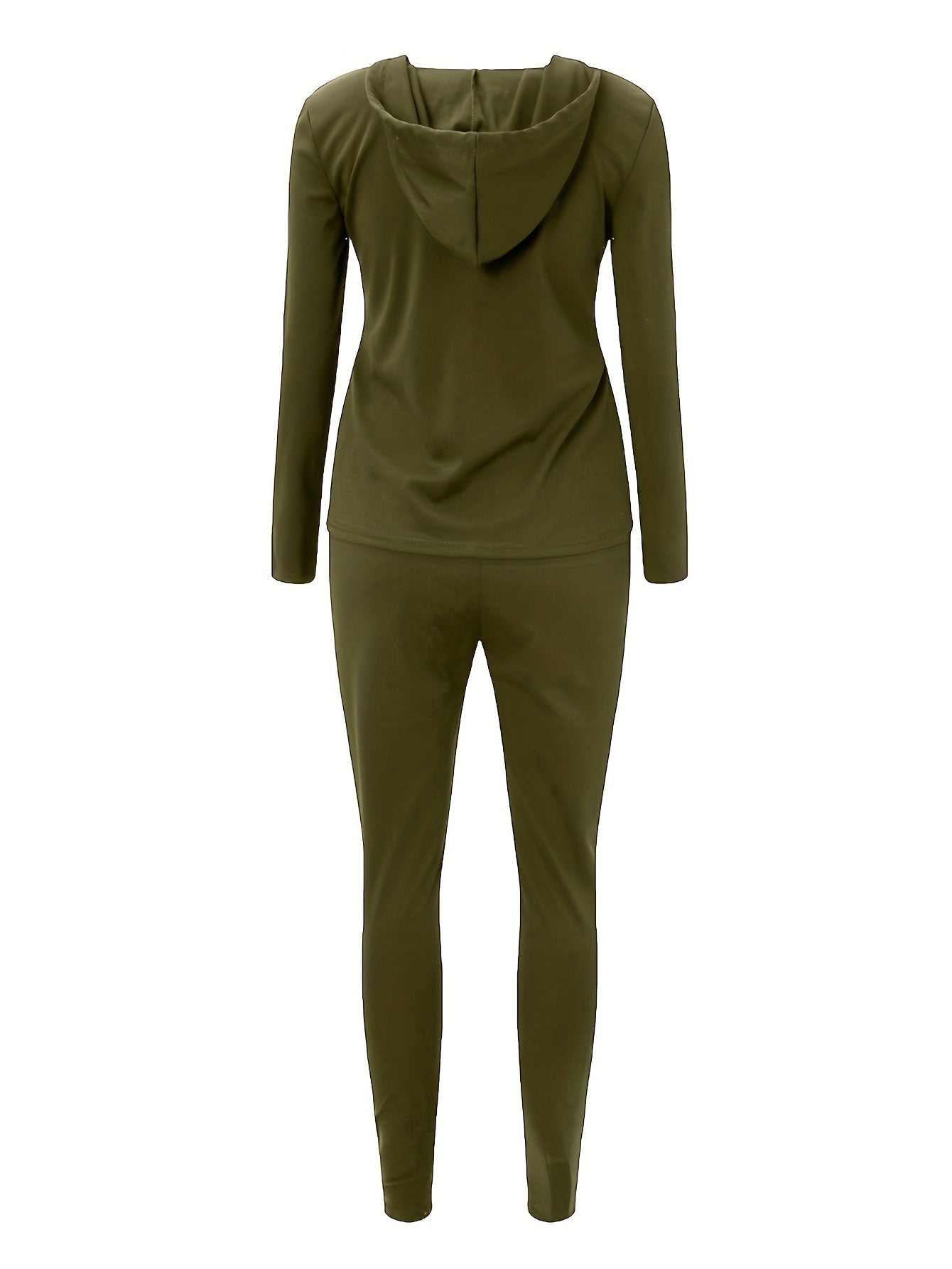 Casual Solid Hooded Top & Loose Pants Set Women's Clothing