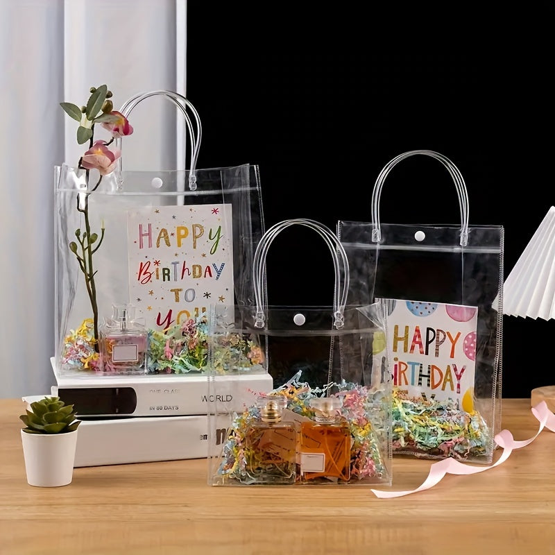 10pcs Transparent PVC Tote Bags - Wedding Christmas Birth Gift Packaging