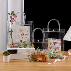 10pcs Transparent PVC Tote Bags - Wedding Christmas Birth Gift Packaging