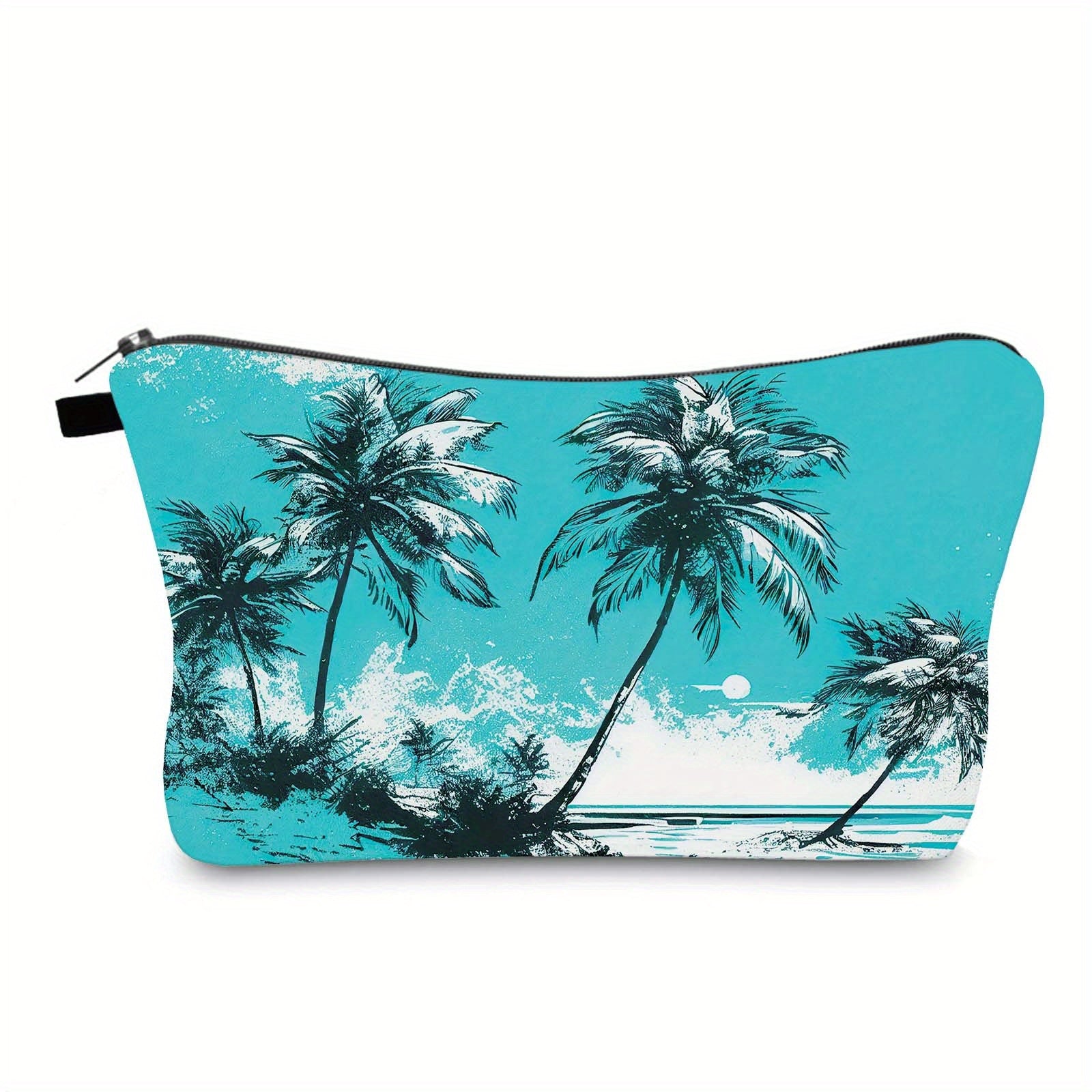 Tropical Tree Print Makeup Bag Small Toiletry Pouch
